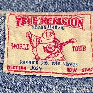 True Religion Joey Twisted Flare Distressed Jeans Size 32 Low Rise 32x30 EUC